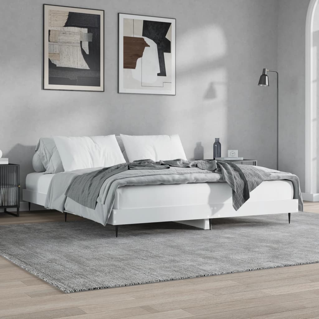 vidaXL Bed Frame without Mattress White 120x200 cm Engineered Wood