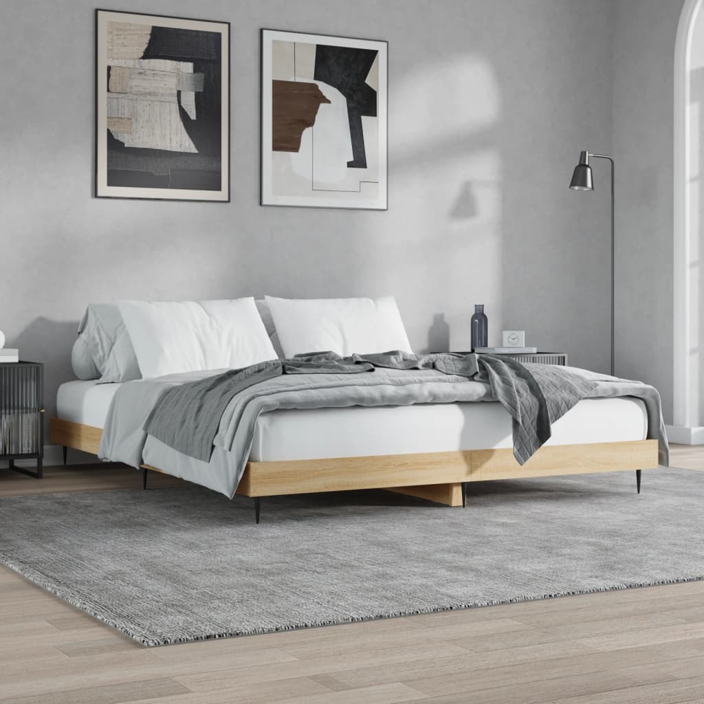 Bed Frame without Mattress Sonoma Oak 120x200 cm Engineered Wood