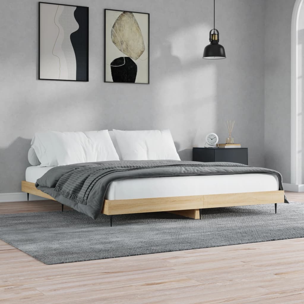 Bed Frame without Mattress Sonoma Oak 120x200 cm Engineered Wood