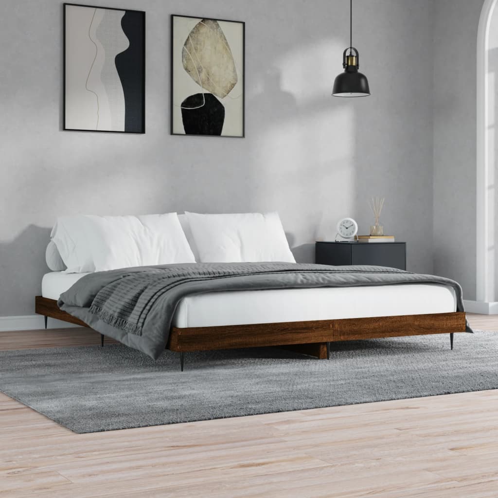 Bed Frame without Mattress Brown Oak 120x200 cm Engineered Wood