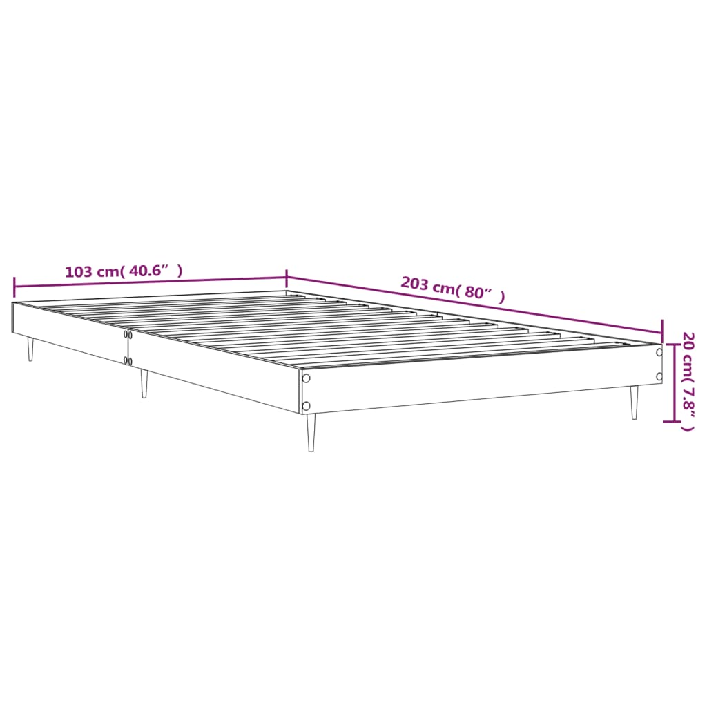 Bedframe betongrijs 100x200 cm Engineered Wood