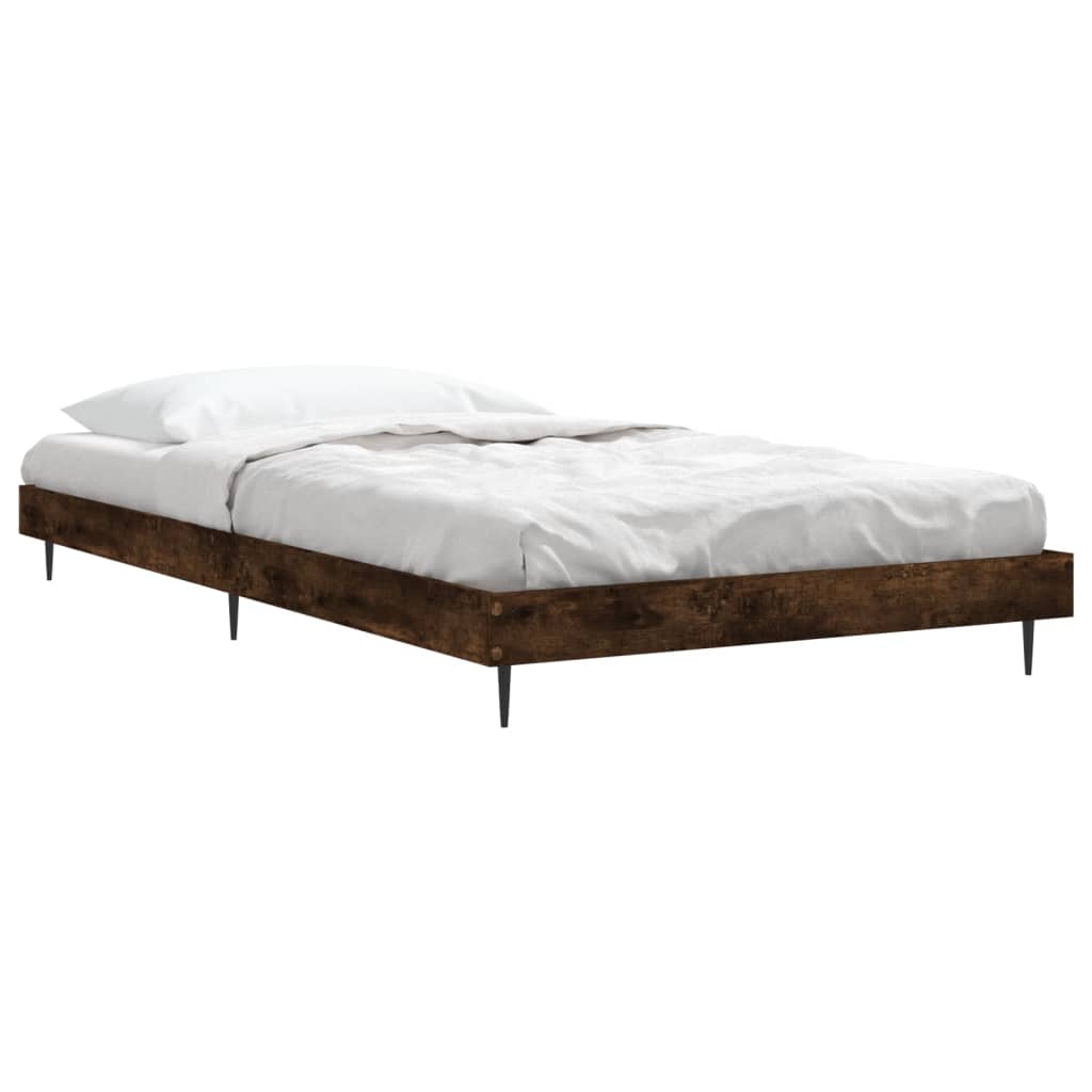 vidaXL Bed Frame without Mattress Smoked Oak 100x200 cm Engineered Wood