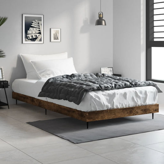 vidaXL Bed Frame without Mattress Smoked Oak 100x200 cm Engineered Wood