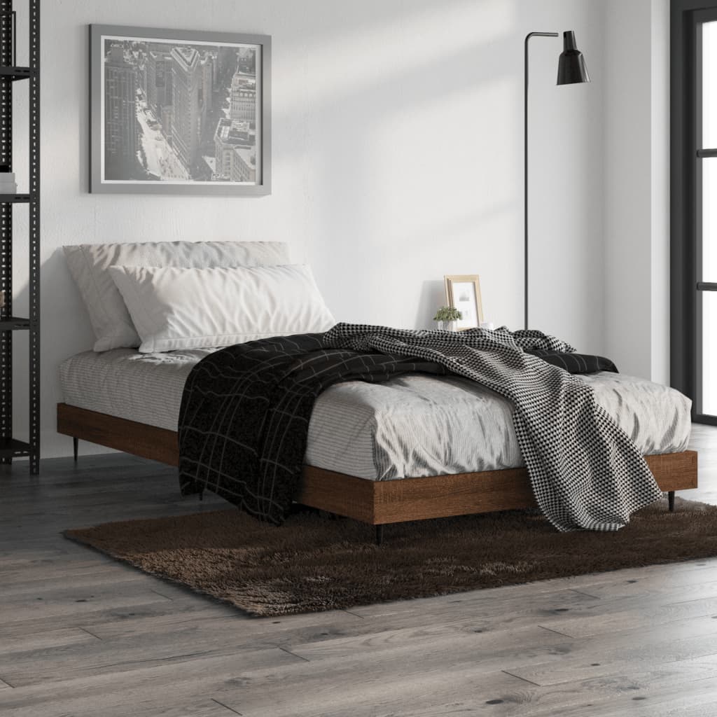 Bed Frame without Mattress Brown Oak 100x200 cm Engineered Wood