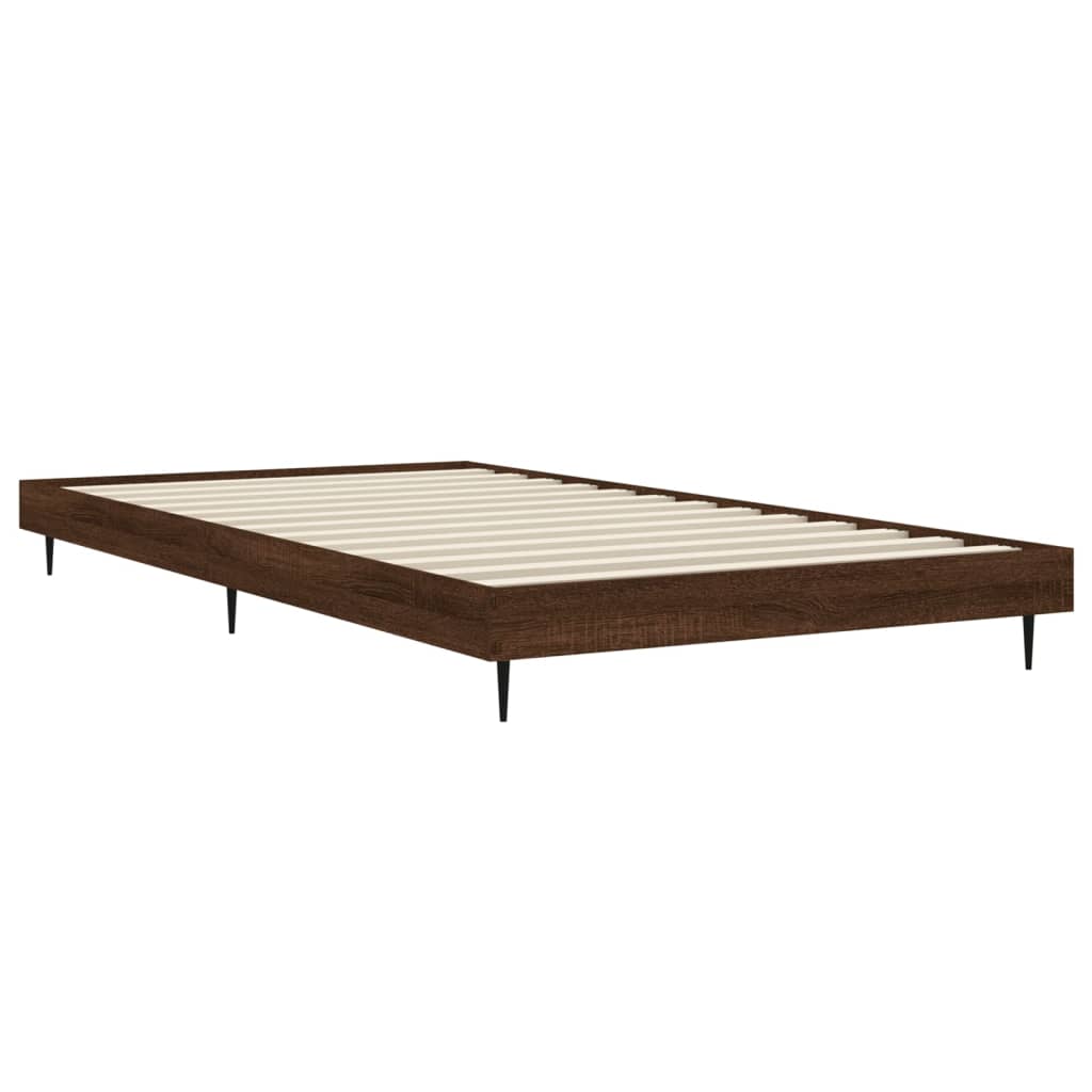 Bed Frame without Mattress Brown Oak 100x200 cm Engineered Wood