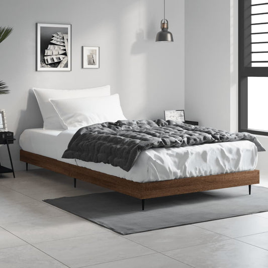 Bed Frame without Mattress Brown Oak 100x200 cm Engineered Wood