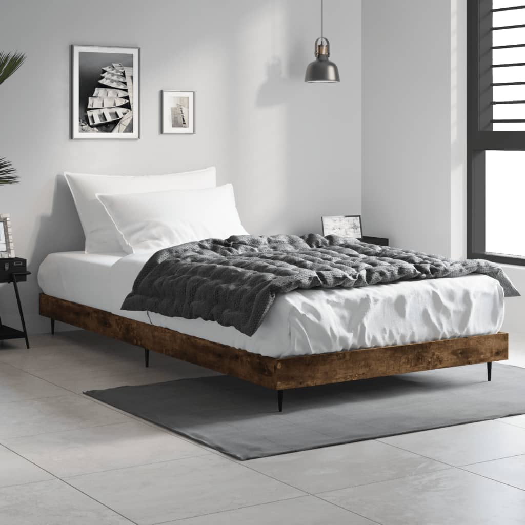 Bedframe Smoked Oak 90x200 cm Engineered Wood