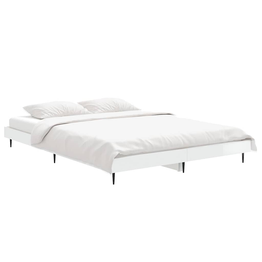 Bed Frame without Mattress High Gloss White 140x190 cm
