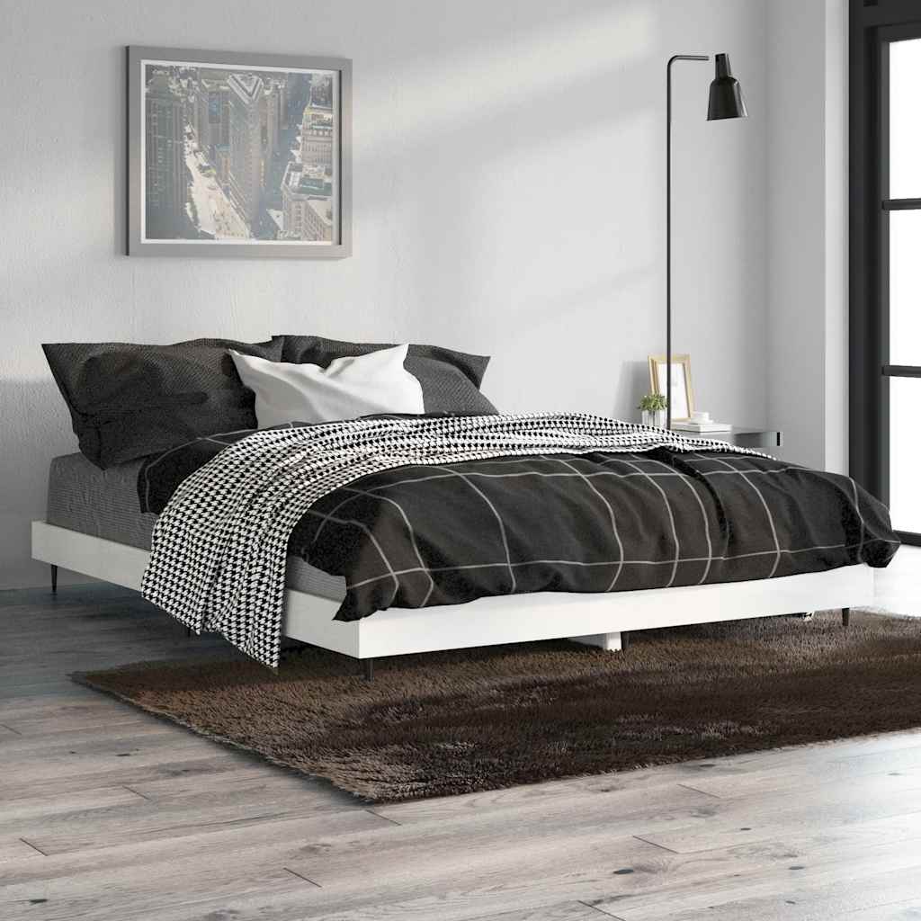 Bed Frame without Mattress High Gloss White 140x190 cm