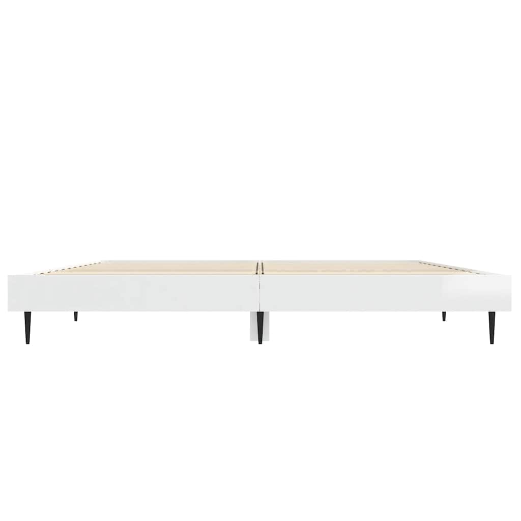 Bed Frame without Mattress High Gloss White 140x190 cm