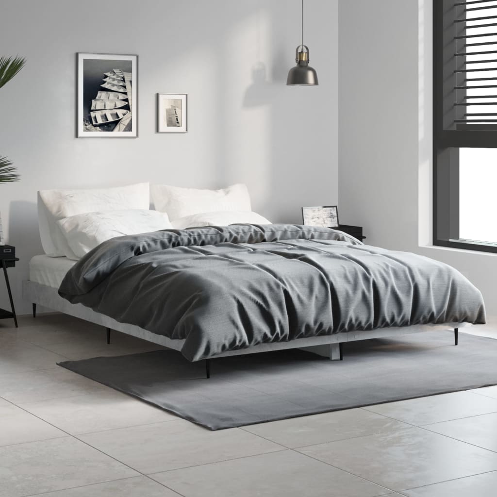 vidaXL Bed Frame without Mattress Concrete Grey 140x190 cm