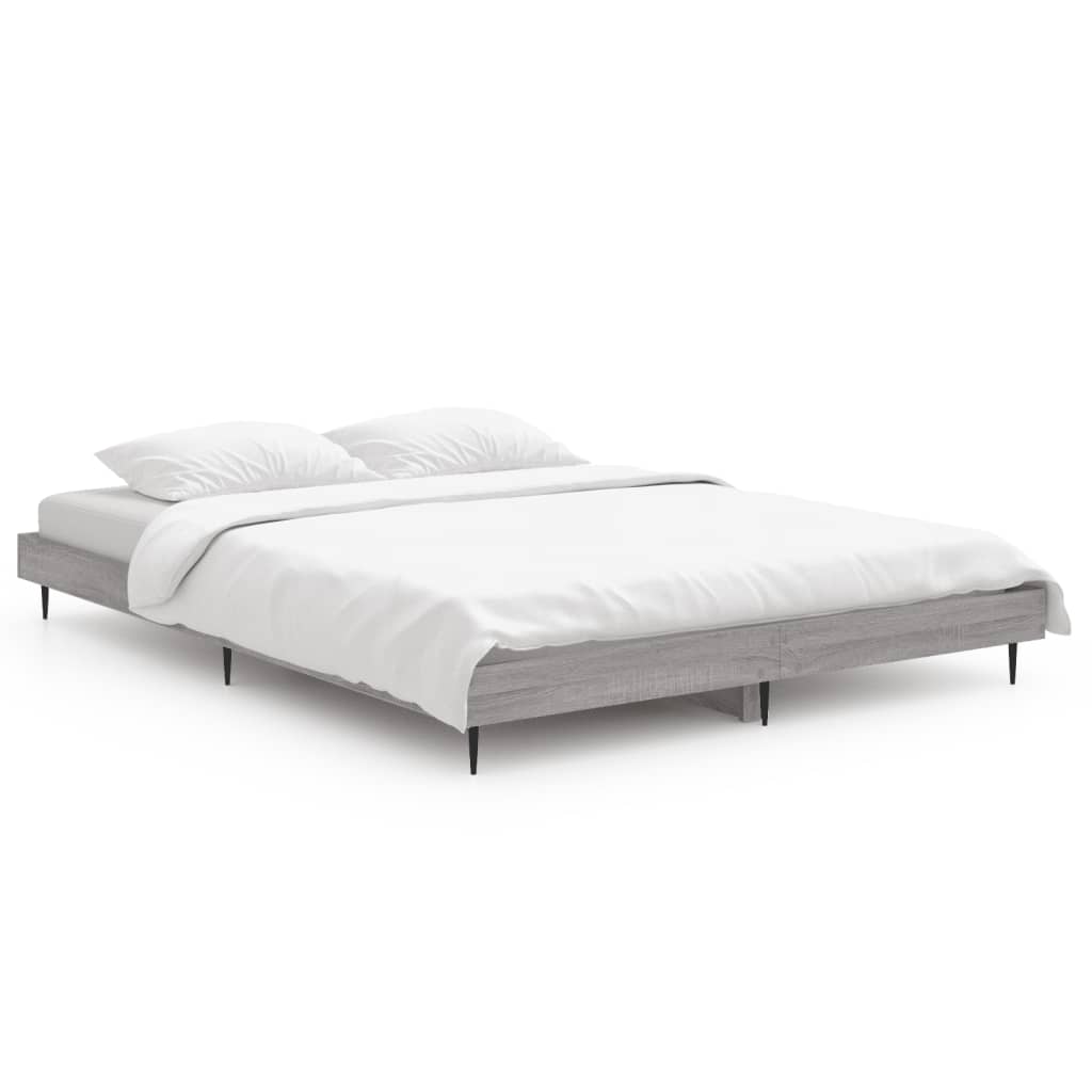 Bed Frame without Mattress Grey Sonoma 140x190 cm Engineered Wood