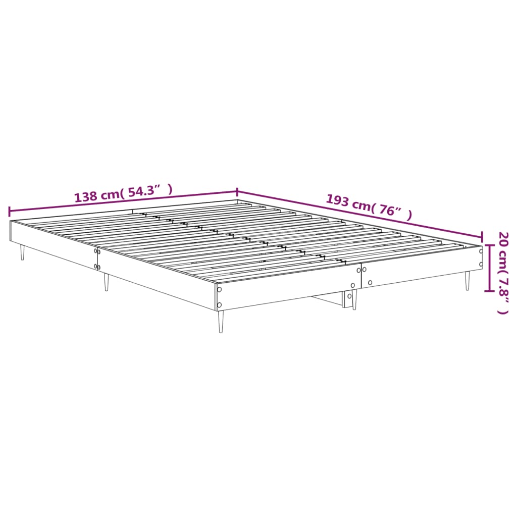 vidaXL Bed Frame without Mattress White 135x190 cm Double Engineered Wood