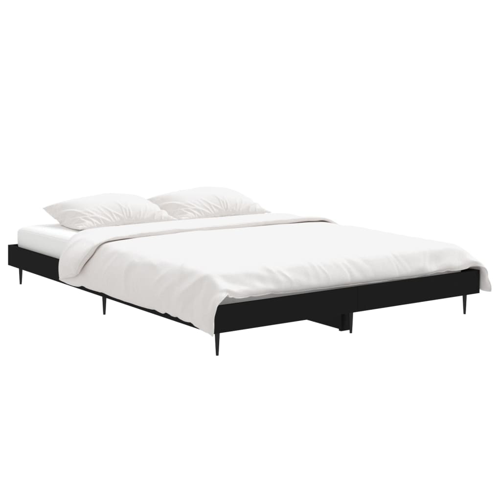 Bed Frame without Mattress Black 135x190 cm Double Engineered Wood