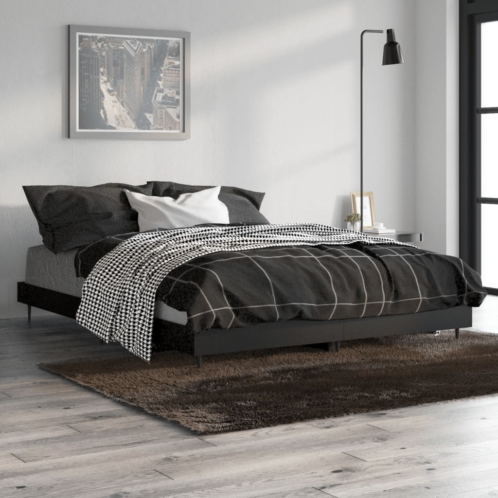 Bed Frame without Mattress Black 135x190 cm Double Engineered Wood