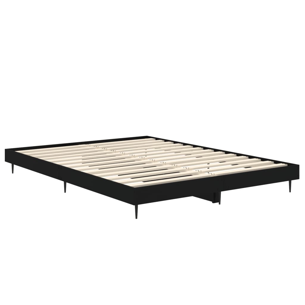 Bed Frame without Mattress Black 135x190 cm Double Engineered Wood