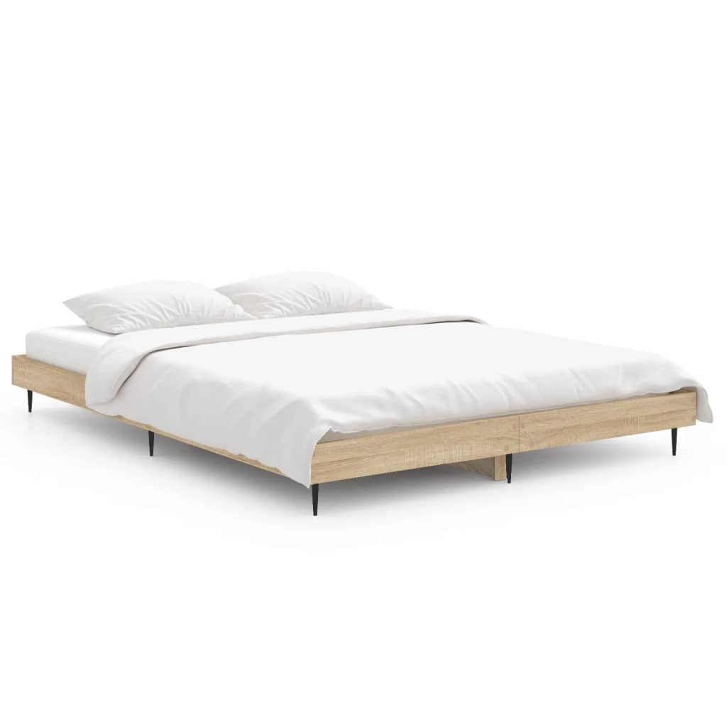 vidaXL Bed Frame without Mattress Sonoma Oak 135x190 cm Double Engineered Wood