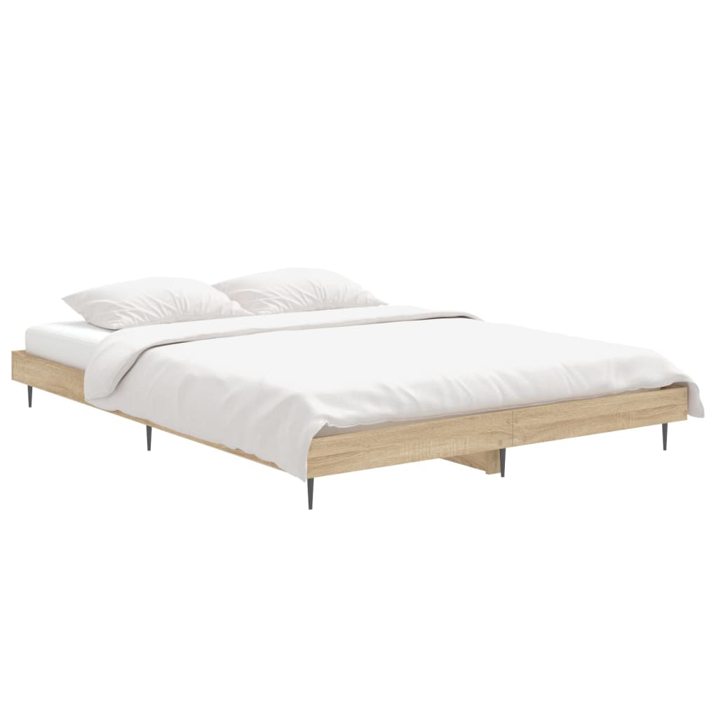 vidaXL Bed Frame without Mattress Sonoma Oak 135x190 cm Double Engineered Wood