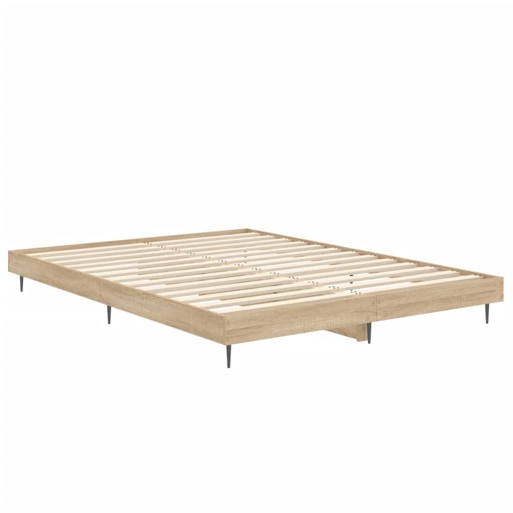 vidaXL Bed Frame without Mattress Sonoma Oak 135x190 cm Double Engineered Wood