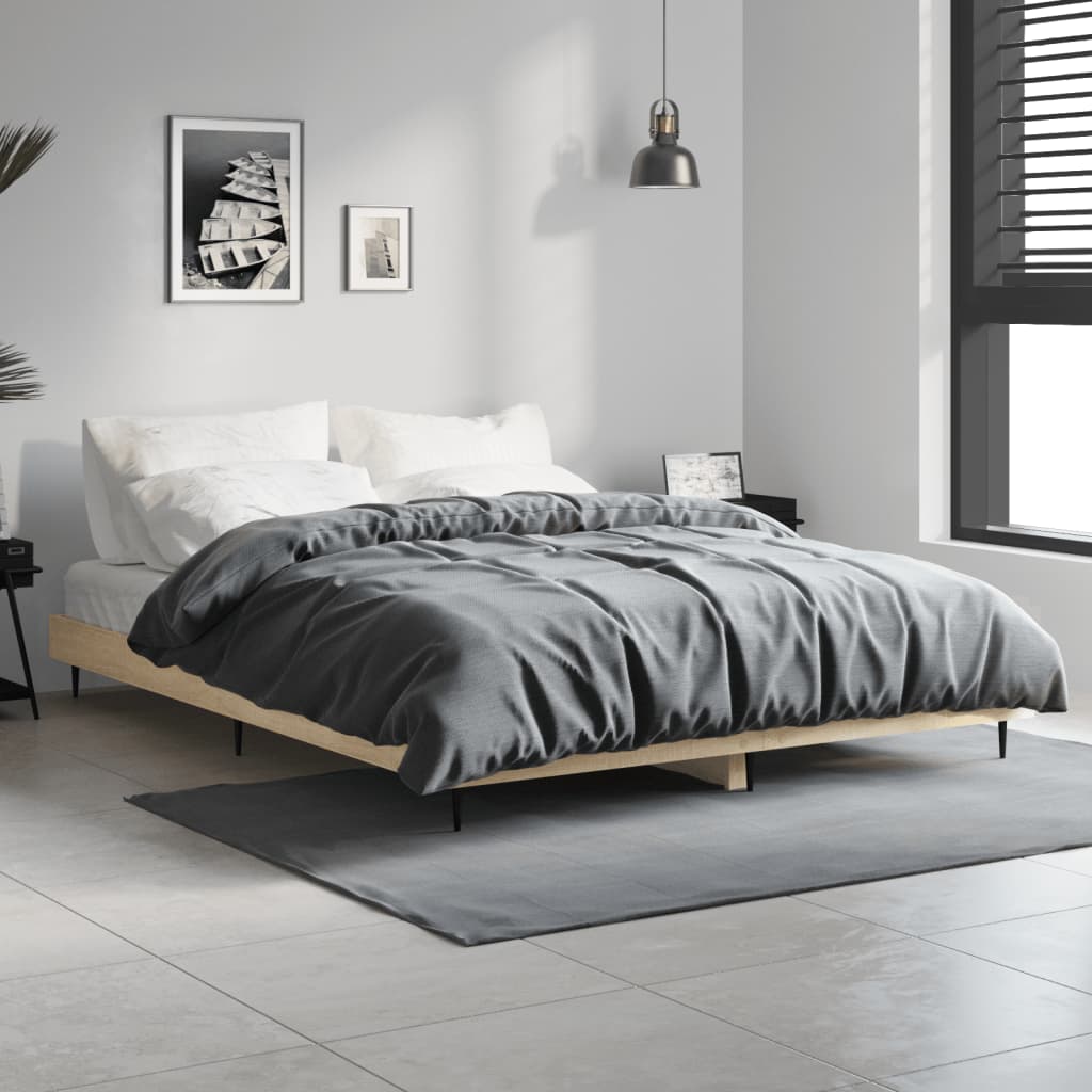 vidaXL Bed Frame without Mattress Sonoma Oak 135x190 cm Double Engineered Wood