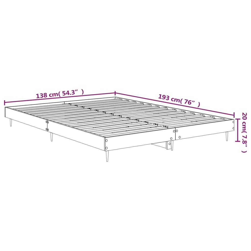 vidaXL Bed Frame without Mattress Concrete Grey 135x190 cm Double