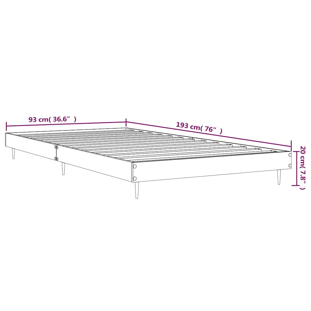 Bed Frame without Mattress Concrete Grey 90x190 cm Single