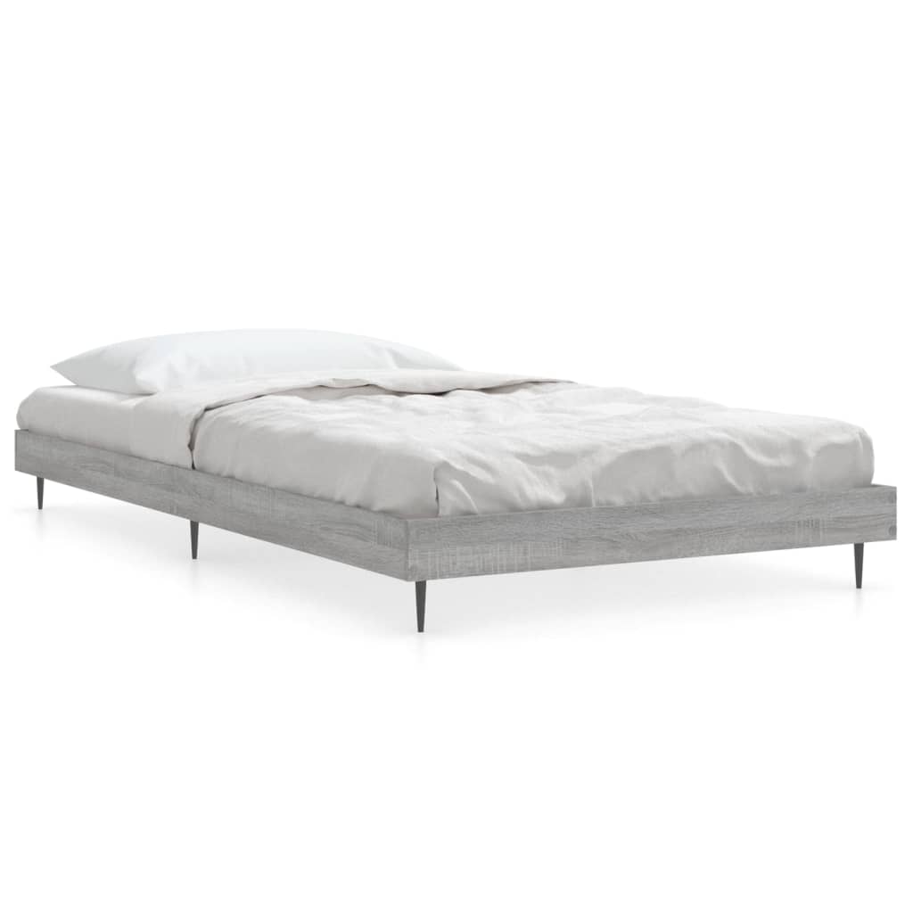 vidaXL Bed Frame without Mattress Grey Sonoma 90x190 cm Single Engineered Wood