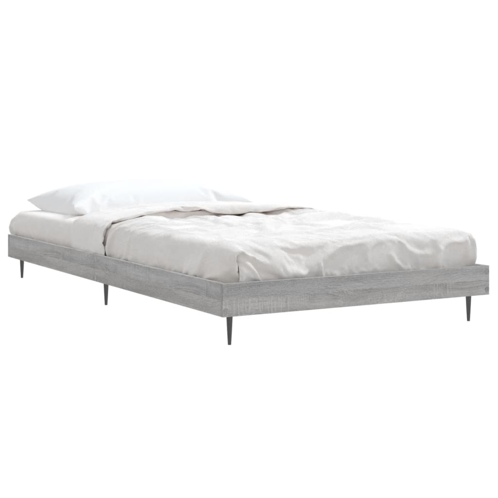 vidaXL Bed Frame without Mattress Grey Sonoma 90x190 cm Single Engineered Wood