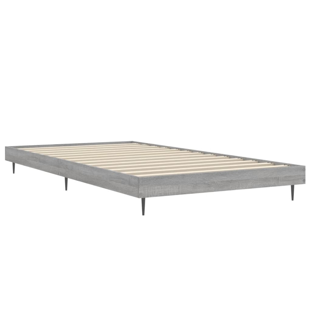 vidaXL Bed Frame without Mattress Grey Sonoma 90x190 cm Single Engineered Wood