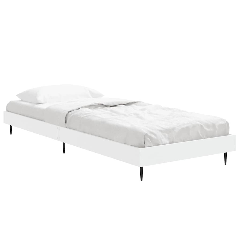 Bed Frame without Mattress White 75x190 cm Small Single Engineered Wood
