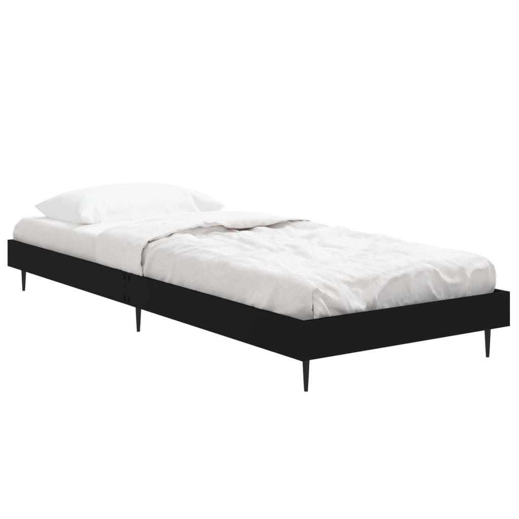 vidaXL Bed Frame without Mattress Black 75x190 cm Small Single Engineered Wood