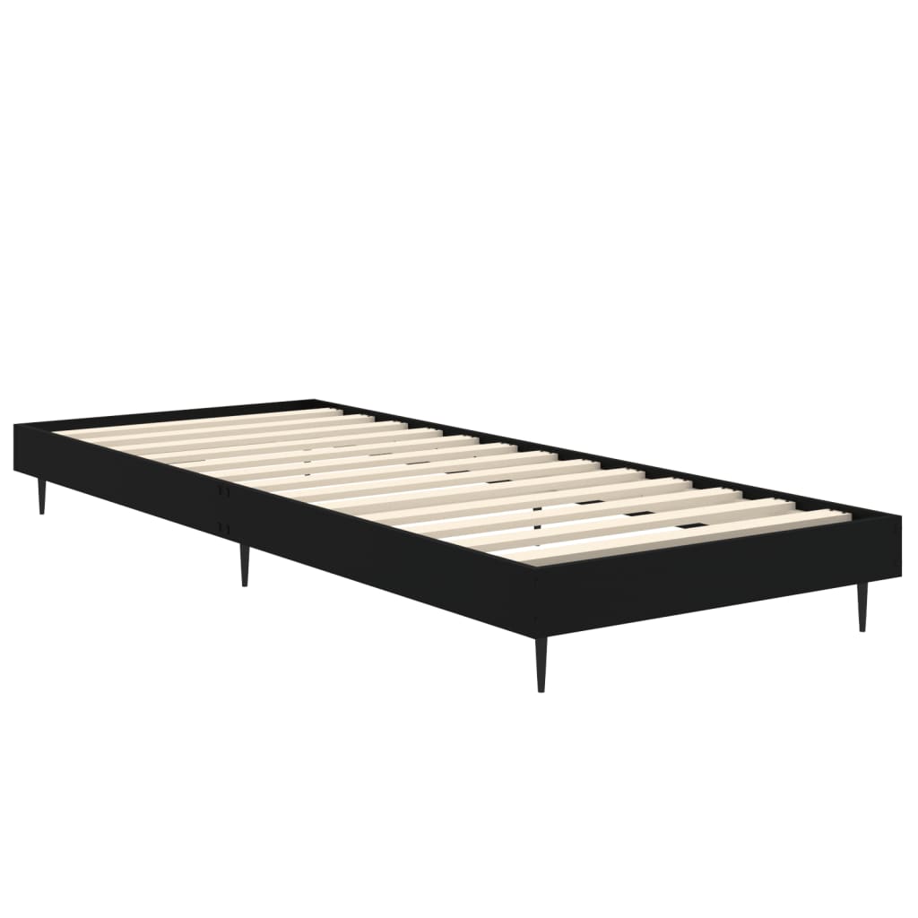 vidaXL Bed Frame without Mattress Black 75x190 cm Small Single Engineered Wood