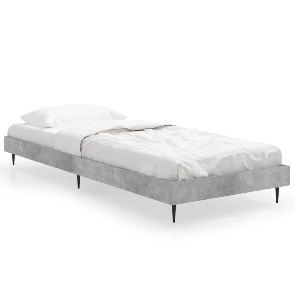 vidaXL Bed Frame Concrete Grey 75x190 cm Small Single Engineered Wood