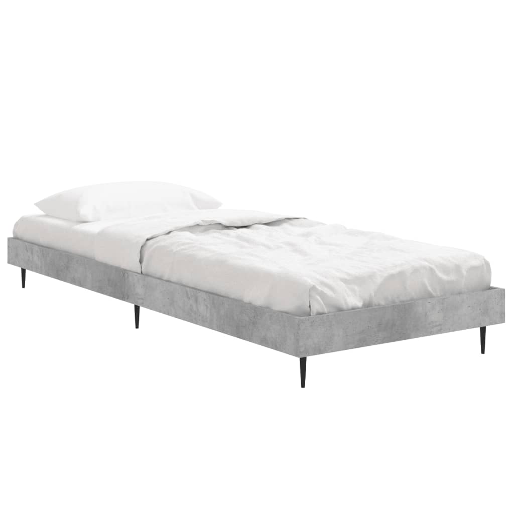 vidaXL Bed Frame Concrete Grey 75x190 cm Small Single Engineered Wood