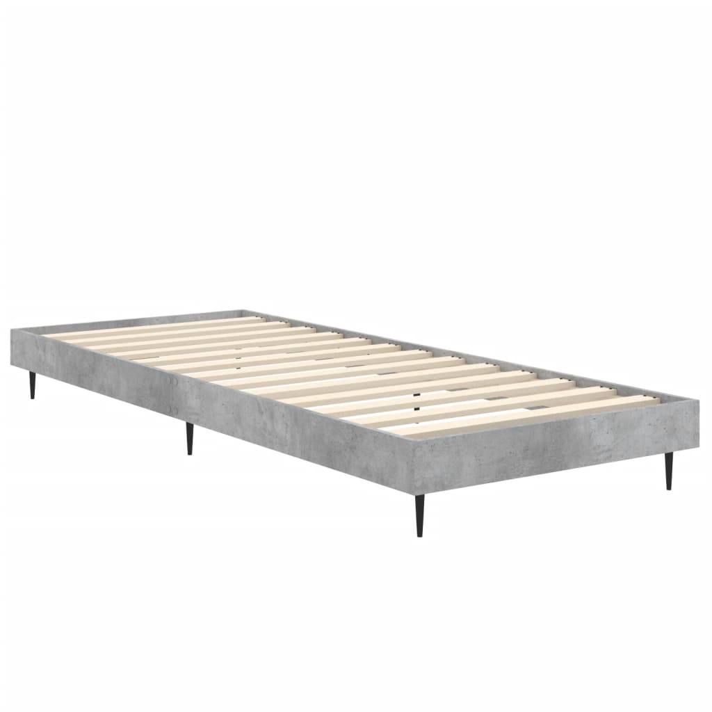 vidaXL Bed Frame Concrete Grey 75x190 cm Small Single Engineered Wood
