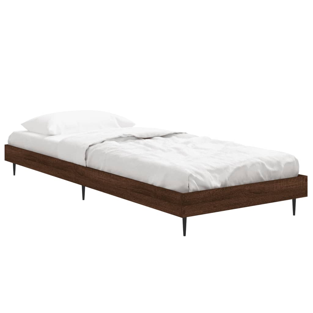 vidaXL Bed Frame without Mattress Brown Oak 75x190 cm Small Single Engineered Wood