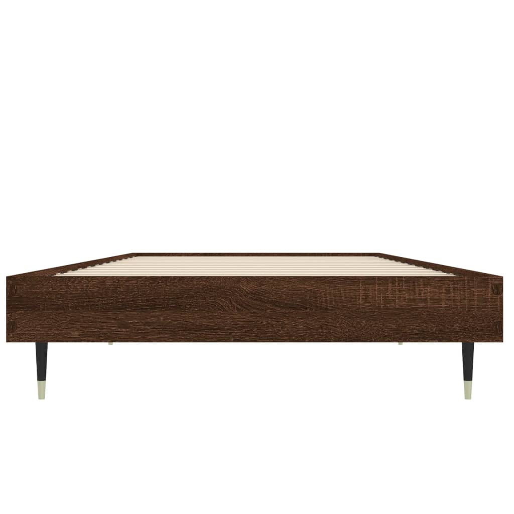 vidaXL Bed Frame without Mattress Brown Oak 75x190 cm Small Single Engineered Wood