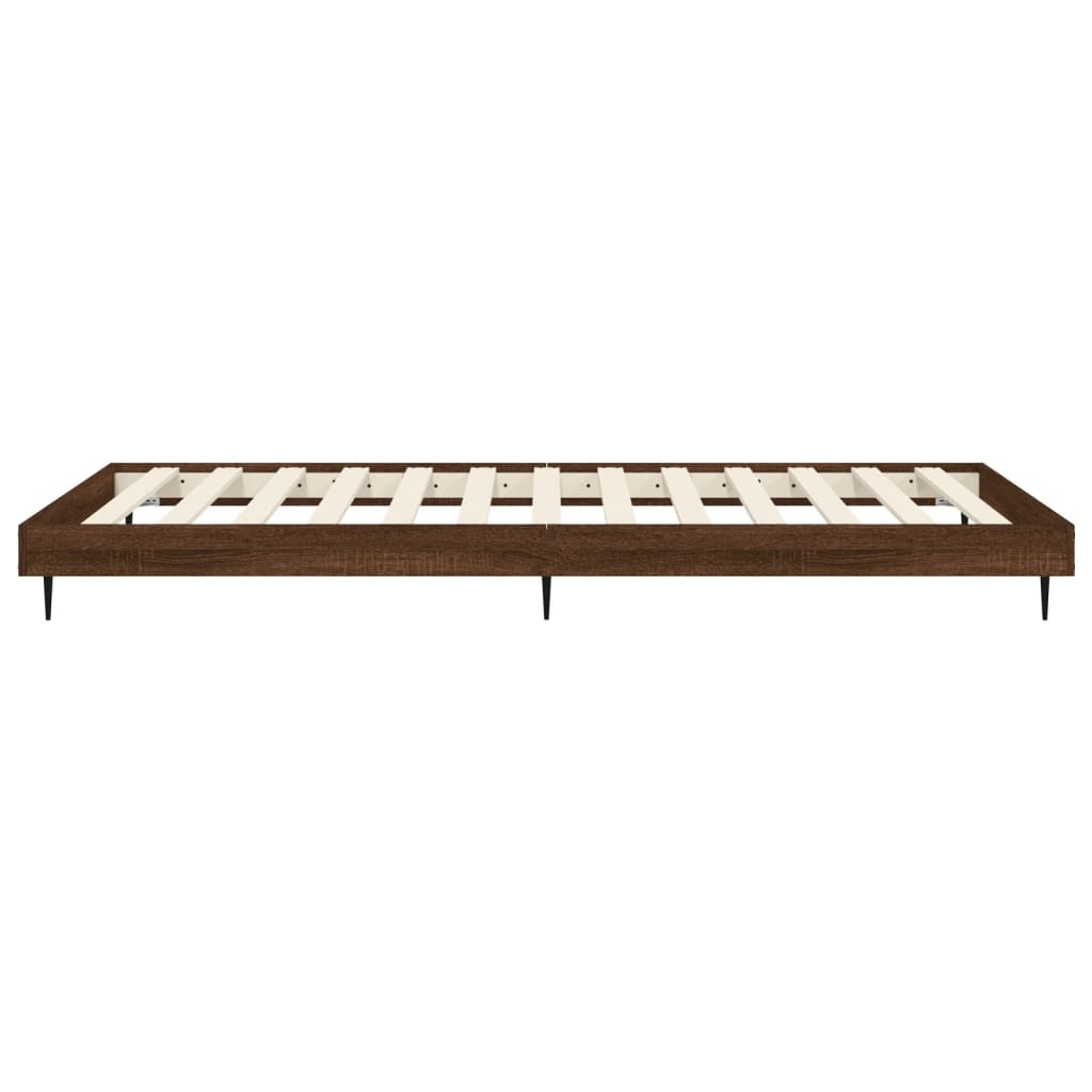 vidaXL Bed Frame without Mattress Brown Oak 75x190 cm Small Single Engineered Wood