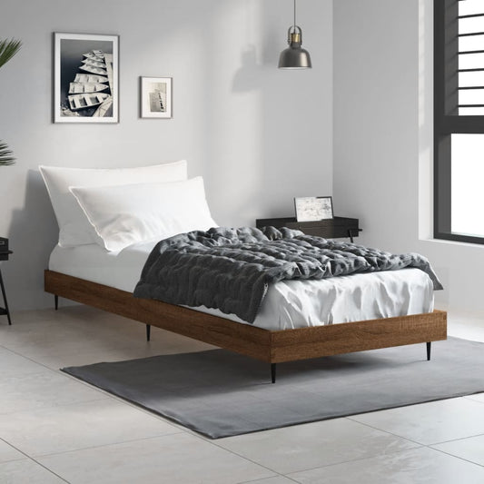 vidaXL Bed Frame without Mattress Brown Oak 75x190 cm Small Single Engineered Wood