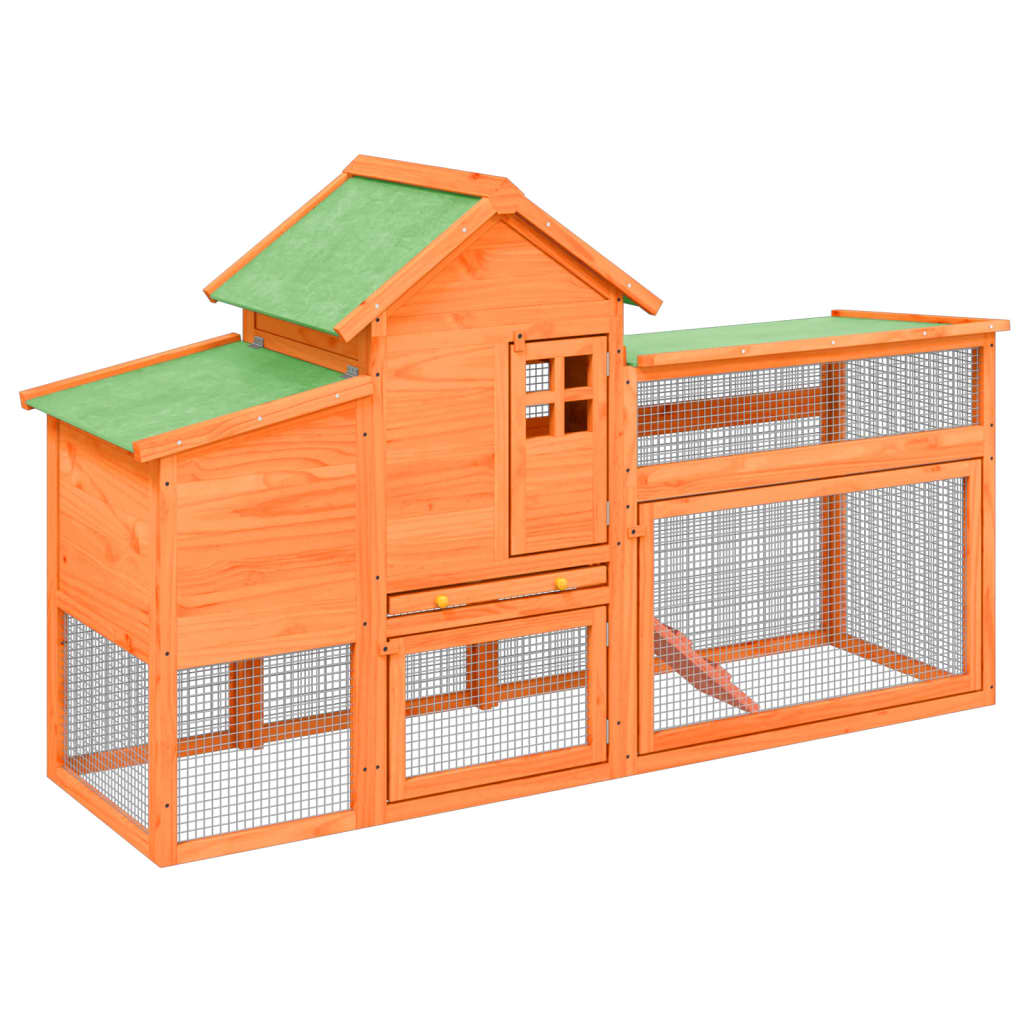 vidaXL Chicken Coop Brown 186.5x58.5x113 cm Solid Wood Pine