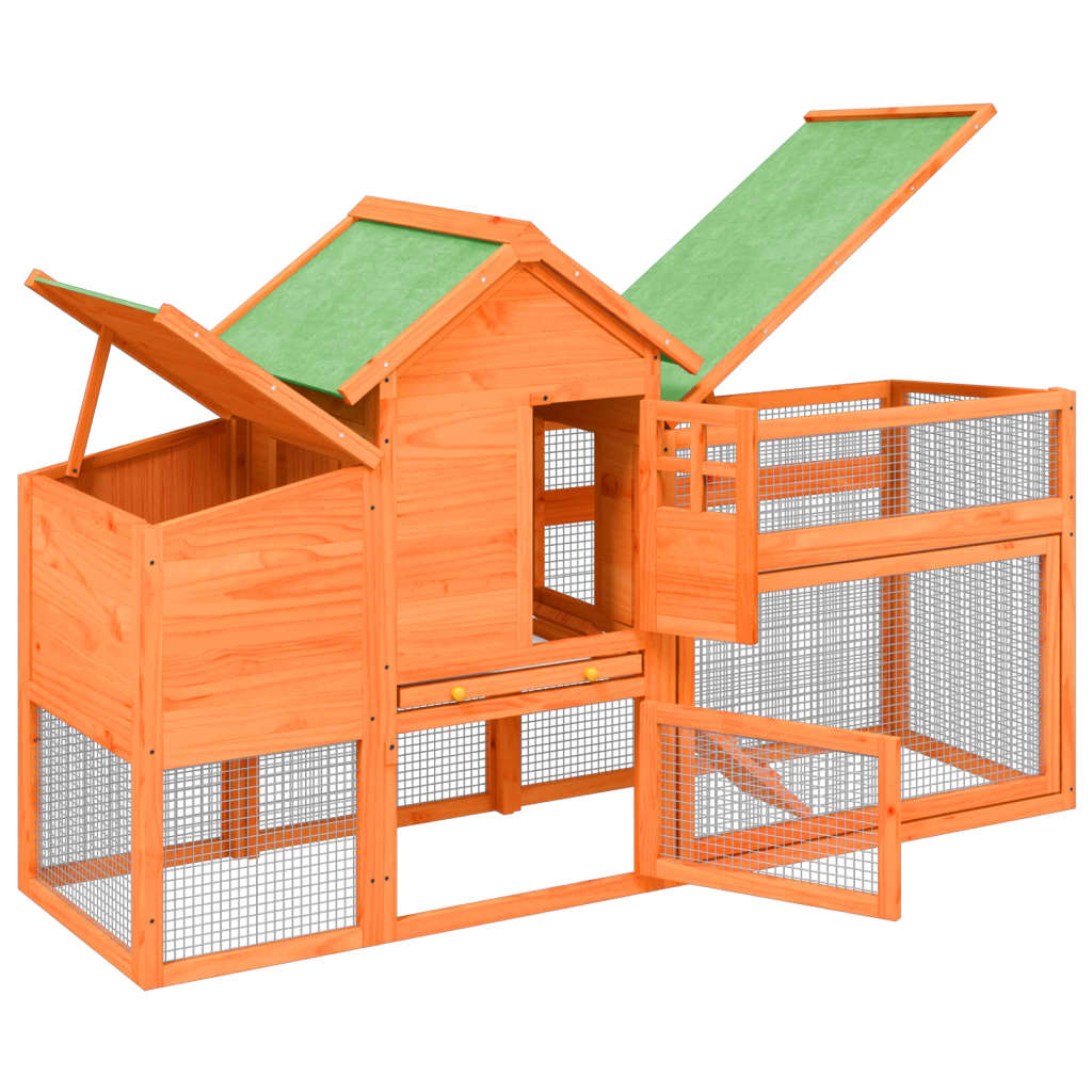 vidaXL Chicken Coop Brown 186.5x58.5x113 cm Solid Wood Pine