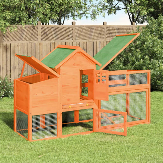 vidaXL Chicken Coop Brown 186.5x58.5x113 cm Solid Wood Pine