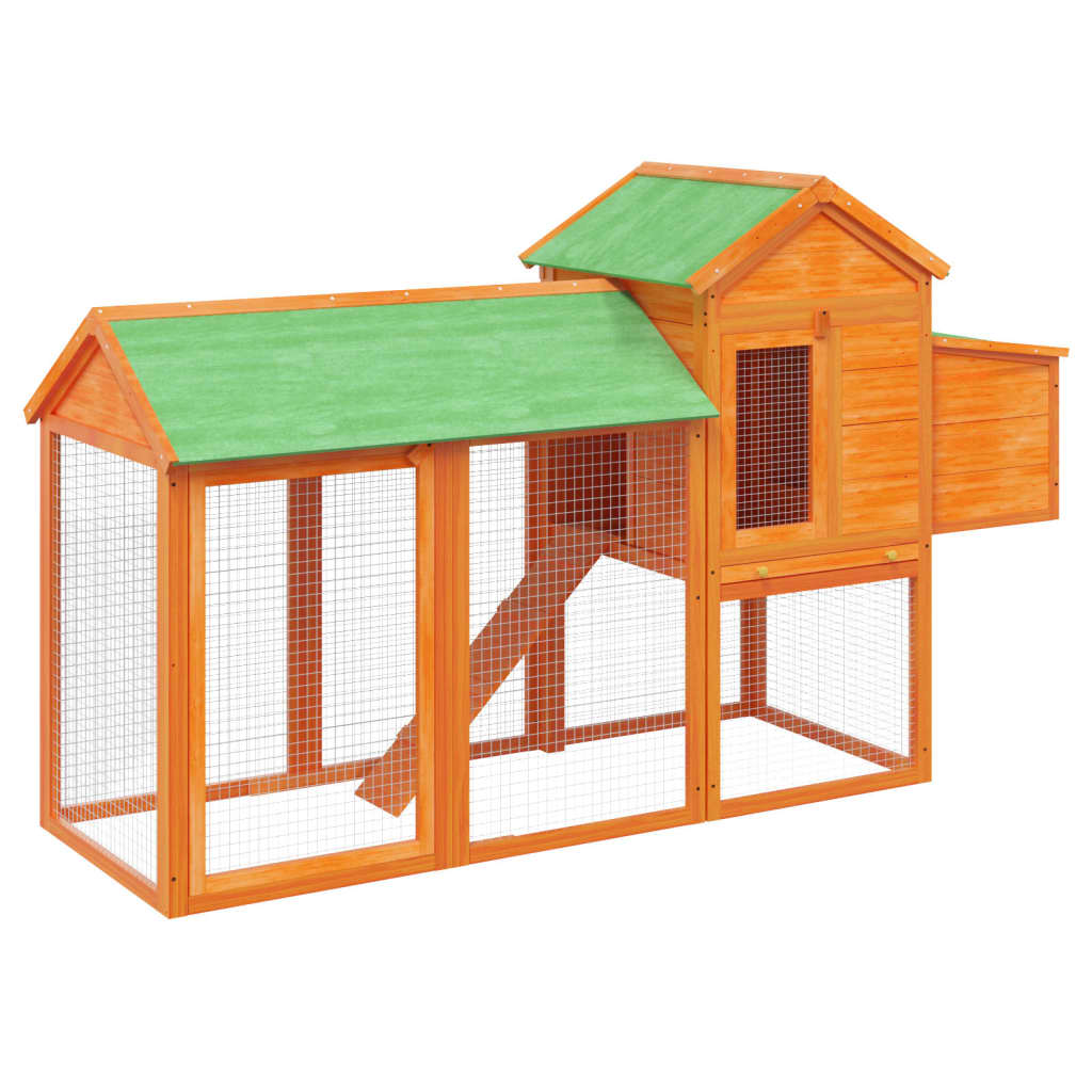 vidaXL Chicken Coop Brown 193x65x117 cm Solid Wood Pine