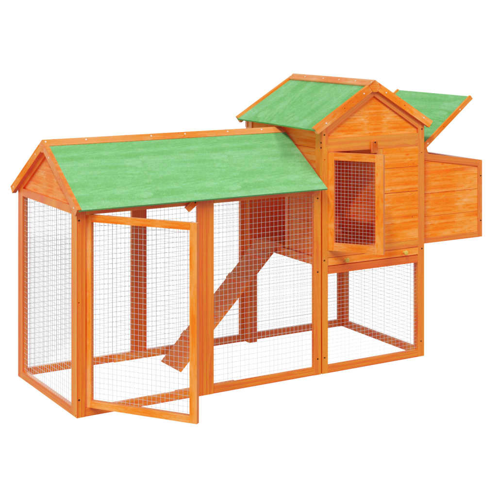 vidaXL Chicken Coop Brown 193x65x117 cm Solid Wood Pine