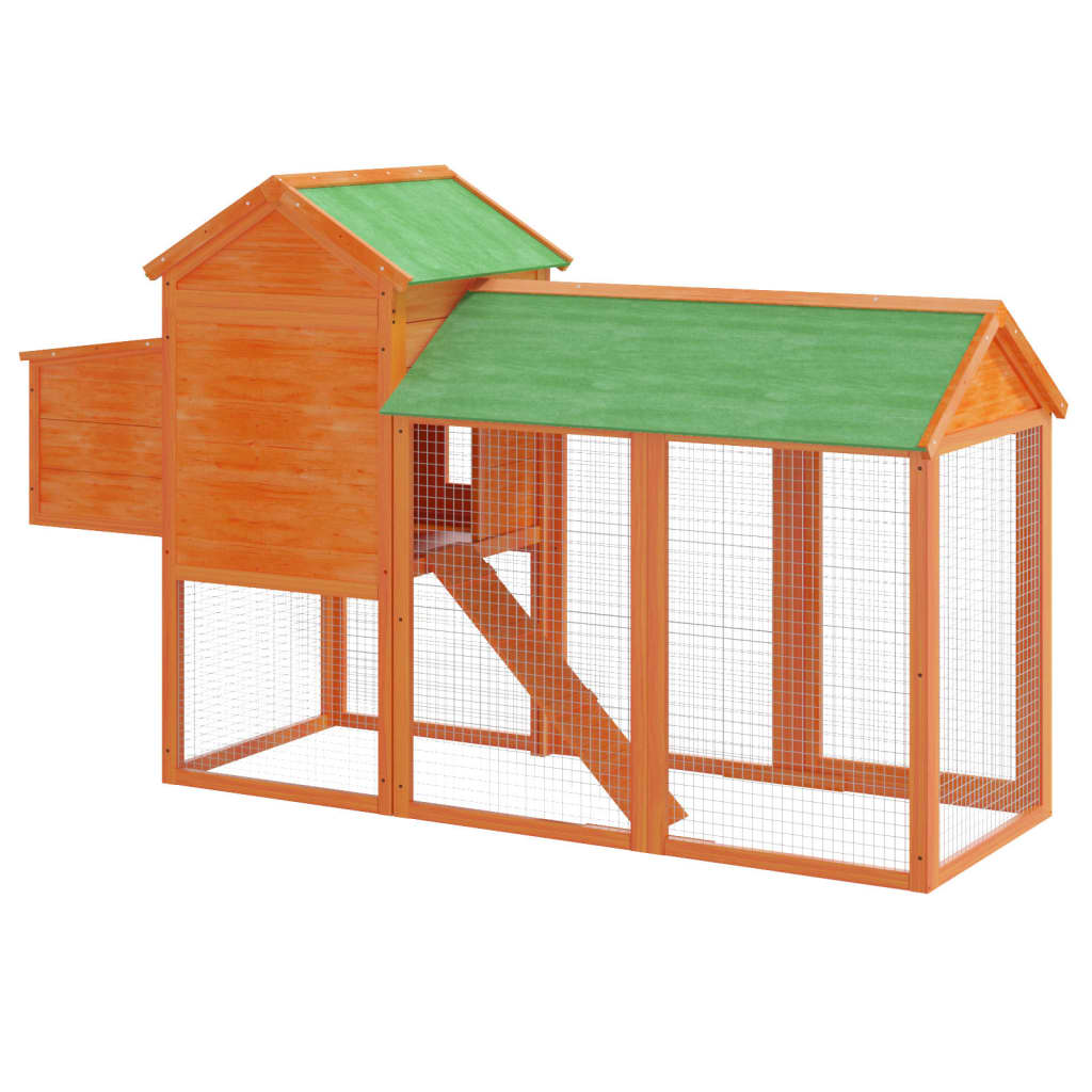 vidaXL Chicken Coop Brown 193x65x117 cm Solid Wood Pine