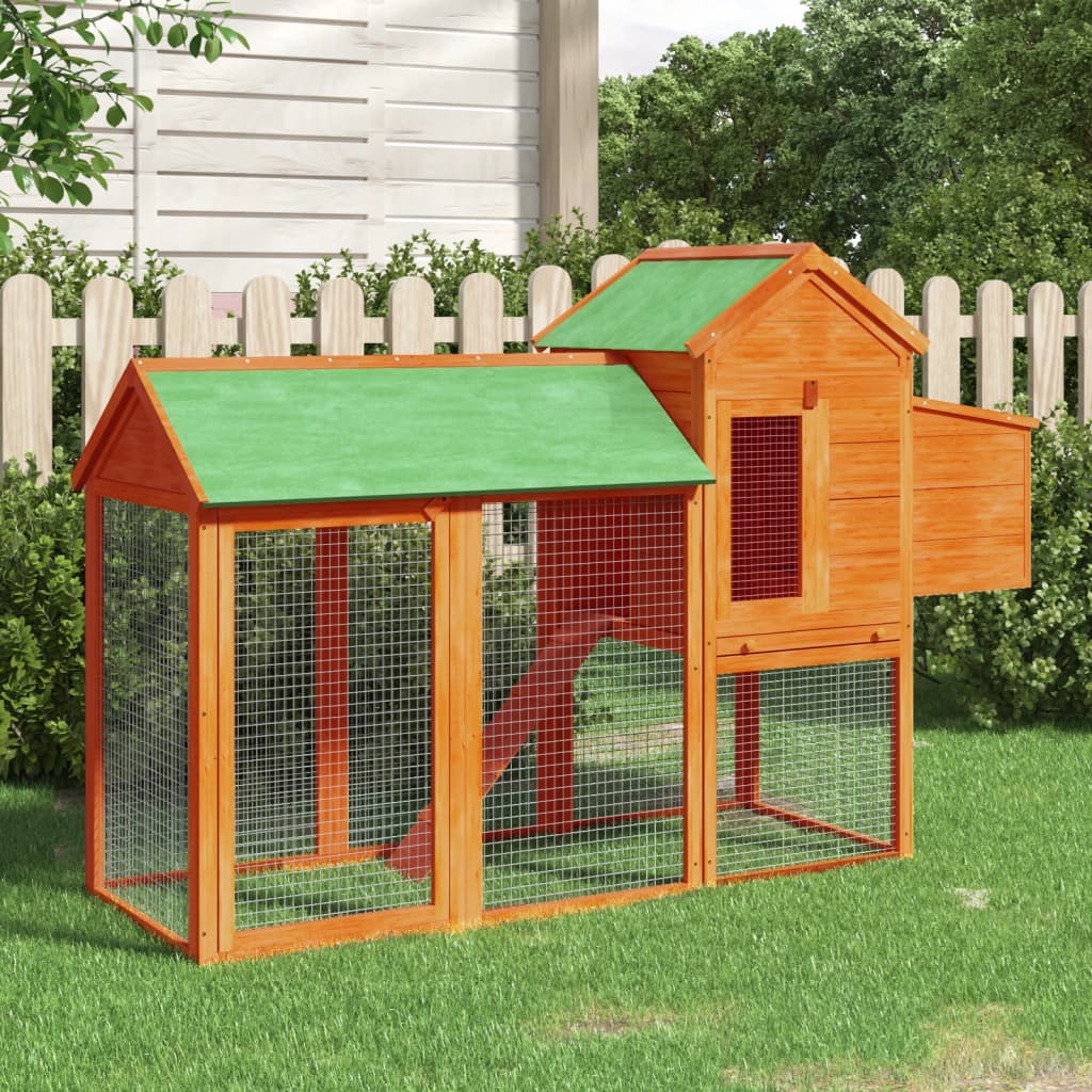 vidaXL Chicken Coop Brown 193x65x117 cm Solid Wood Pine