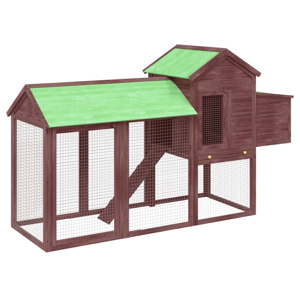 vidaXL Chicken Coop Mocha 193x65x117 cm Solid Wood Pine