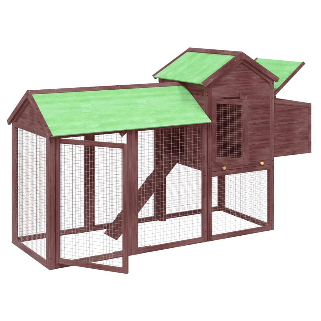 vidaXL Chicken Coop Mocha 193x65x117 cm Solid Wood Pine