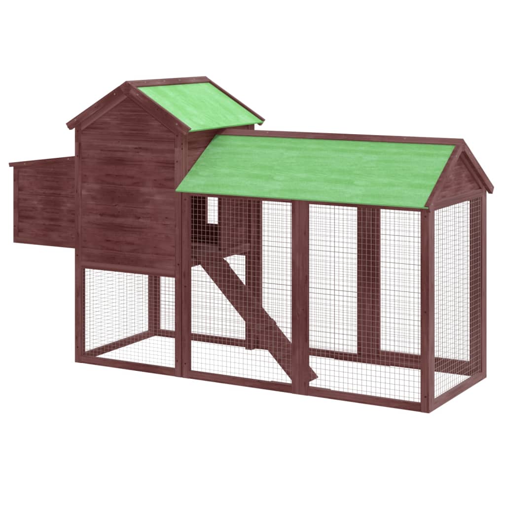 vidaXL Chicken Coop Mocha 193x65x117 cm Solid Wood Pine