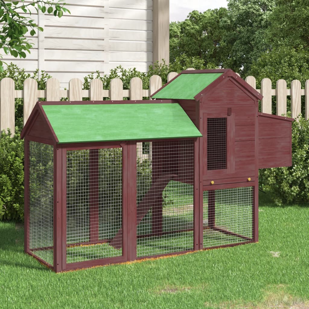 vidaXL Chicken Coop Mocha 193x65x117 cm Solid Wood Pine